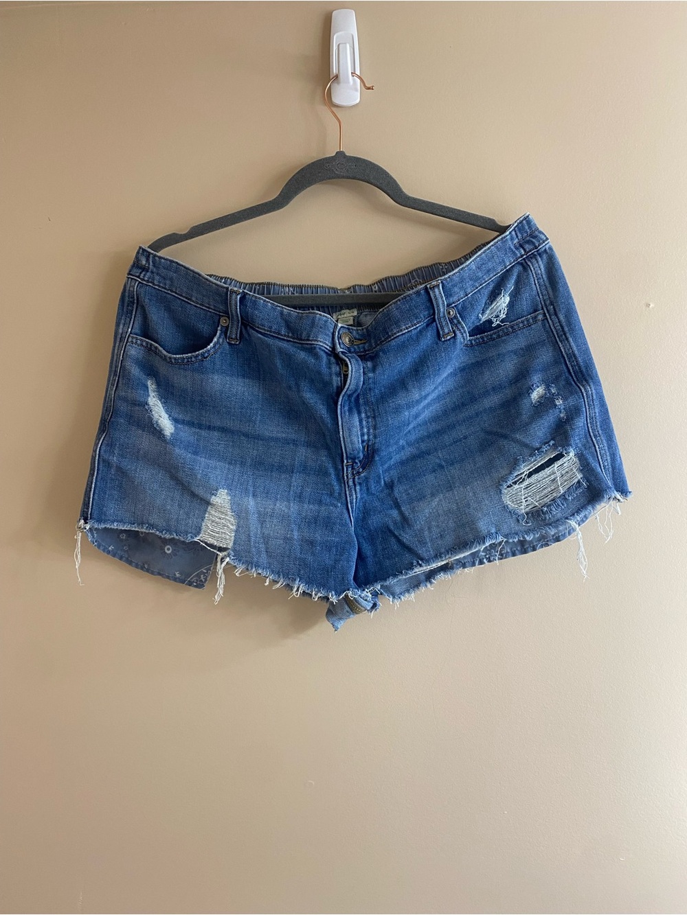 aerie Distressed Blue Denim Cutoff Shorts